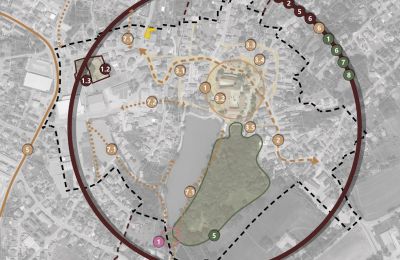 Ergebnisbericht ISEK Thurau S.89; gestrichelte Linie: Geltungsbereich des kommunalen Förderprogramms; gelb markiert: Weißer Schwanen - Planer: RSP Architektur + Stadtplanung GmbH